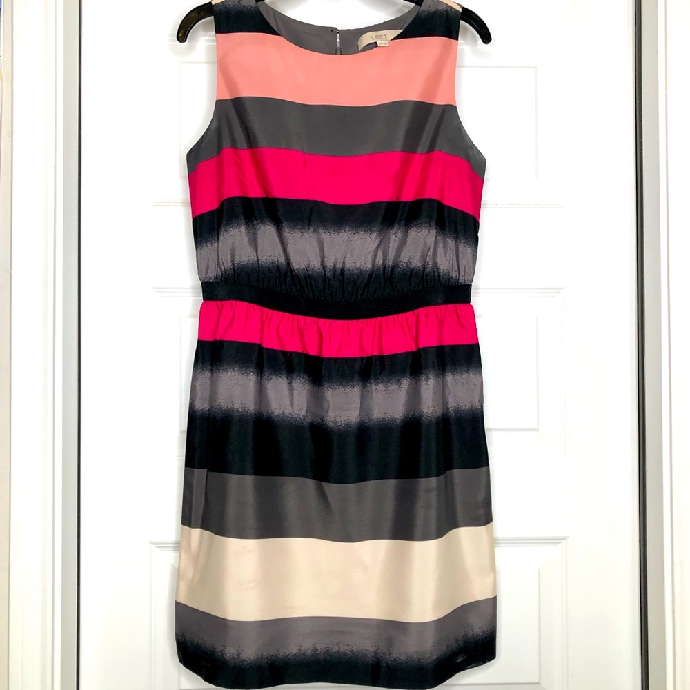 👗 LIKE NEW LOFT Striped Mutilcolor Color pop SleevelessDress A-line